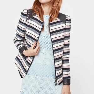 NWT Rebecca Minkoff Women's‎ Striped pink blue cream Stanford Jacket